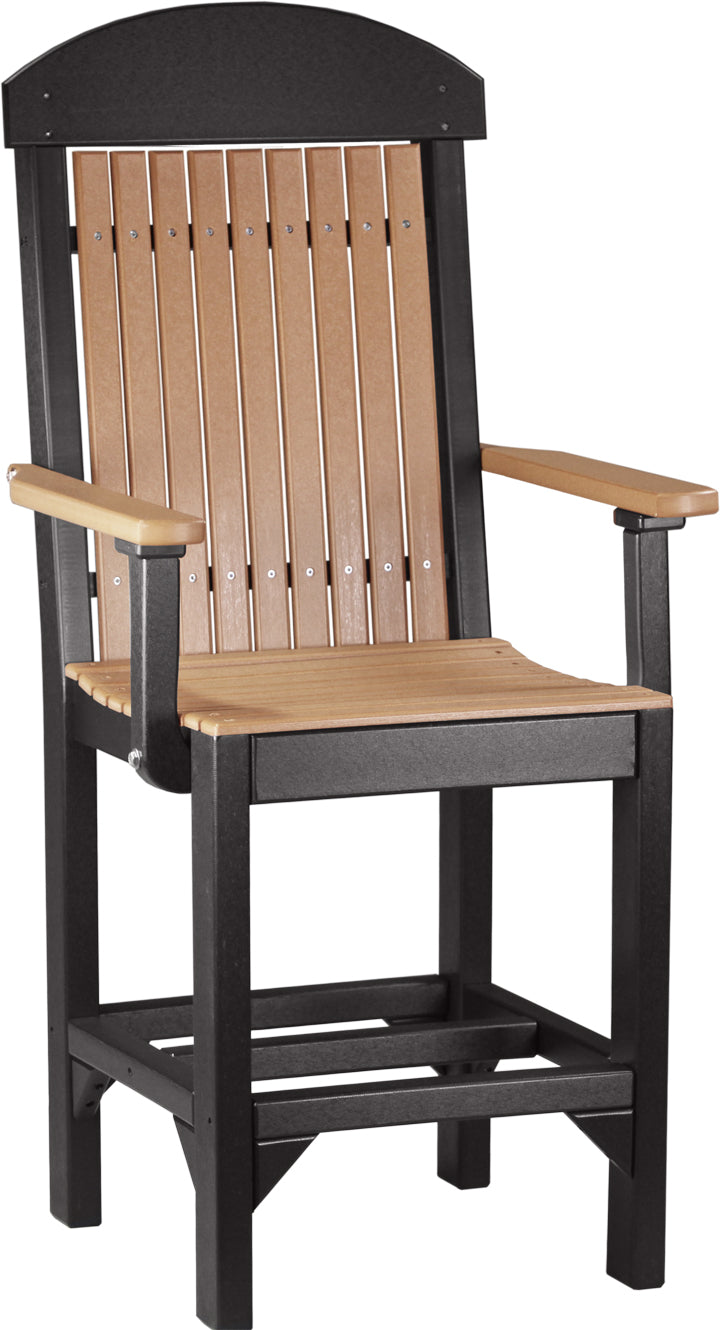 LuxCraft Classic Counter Height Arm Chair - Modern Bar Stool for Kitchen Island, Breakfast Nook & Home Bar Seating