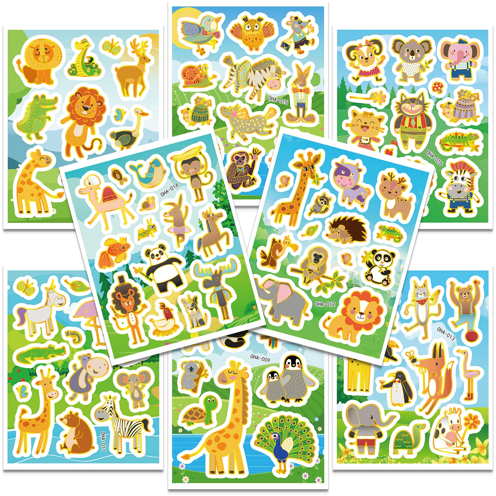 Winghin Reusable Waterproof Animal Stickers for Kids - Cute Sparkly Aesthetic Stickers for Scrapbooking, Journaling, Stationery, Water Bottles, Laptops & Skateboards - Fun Decorative Stickers for Teens & Adults - Perfect for DIY Crafts, School Projects & Personalizing Belongings