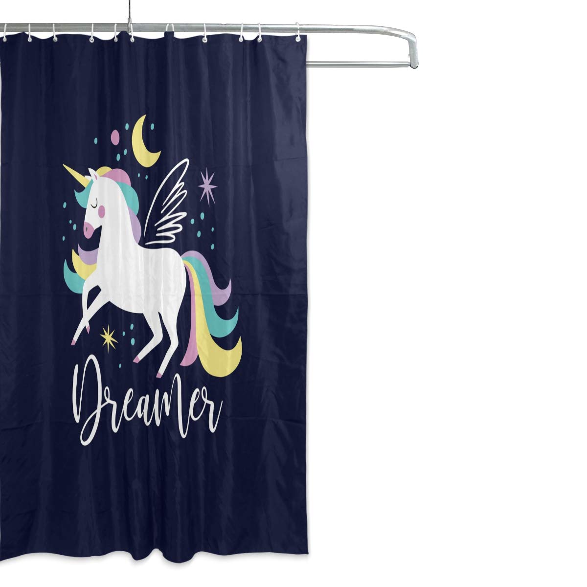 ALAZA Cute Unicorn Shower Curtain 66 x 72 Inch - Waterproof Polyester Bathroom Decor with Hooks - Perfect for Kids' Bathroom, Nursery, or Fantasy Themed Home Decor