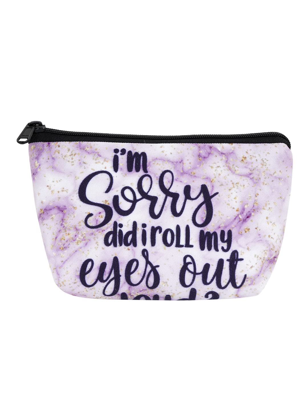 Crazyify Printed 'I'm Sorry' Makeup Pouch for Women - Canvas Cosmetic Bag with Zipper, Travel Toiletry Organizer & Storage Case - Perfect for Travel, Gifts, and Daily Makeup Organization