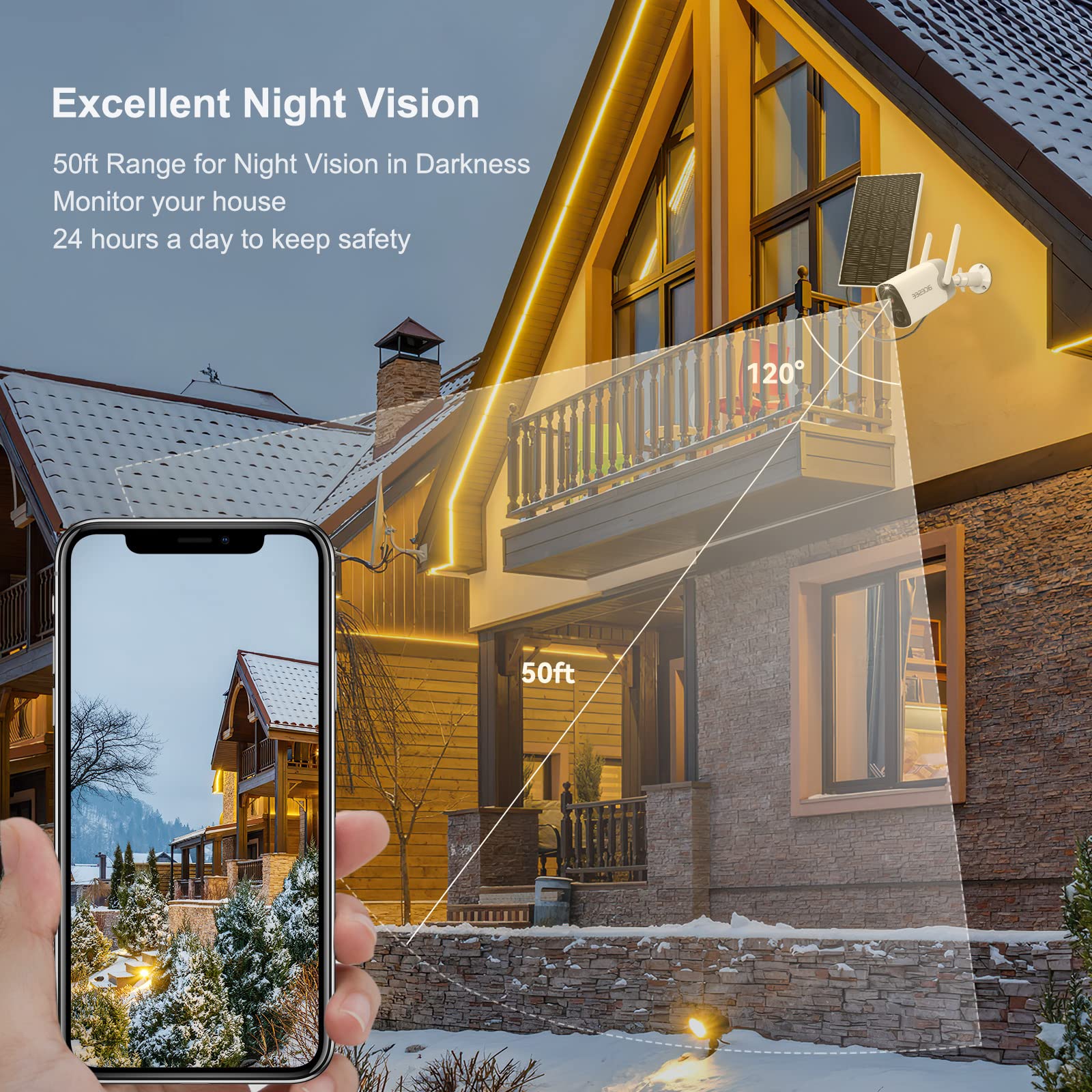 Acesee Wireless Outdoor Security Camera - Rechargeable Battery Powered WiFi IP Camera with Motion Detection, Spotlight, 2-Way Audio & Waterproof (Cloud/SD Storage) - Ideal for Home Surveillance, Backyard Monitoring & Property Security
