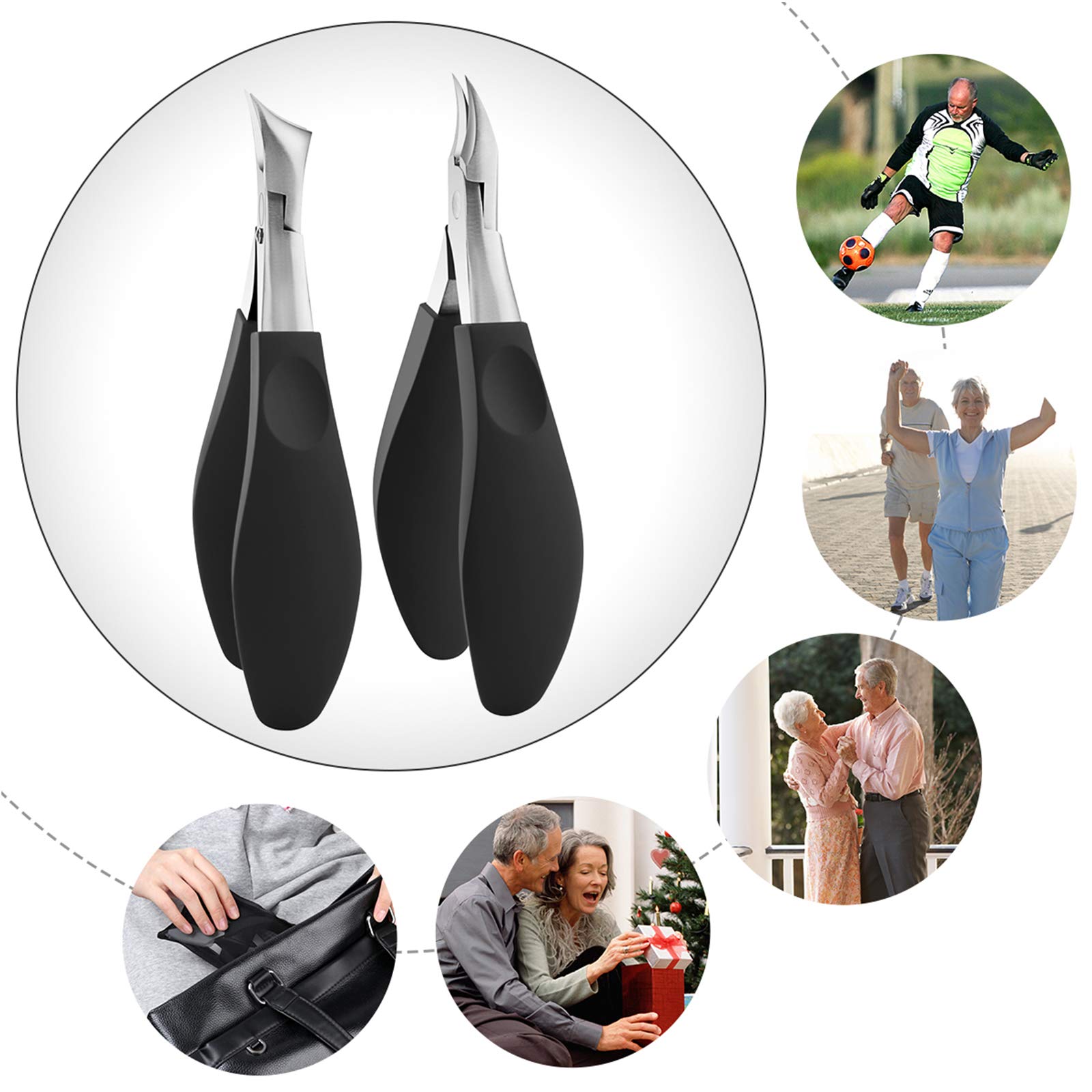 **Heavy Duty Ingrown Toenail Clippers for Thick Nails - Extra Large 4PCS Set - Professional Pedicure Tool for Seniors & Adults - Perfect for Home, Salon & Travel Use**