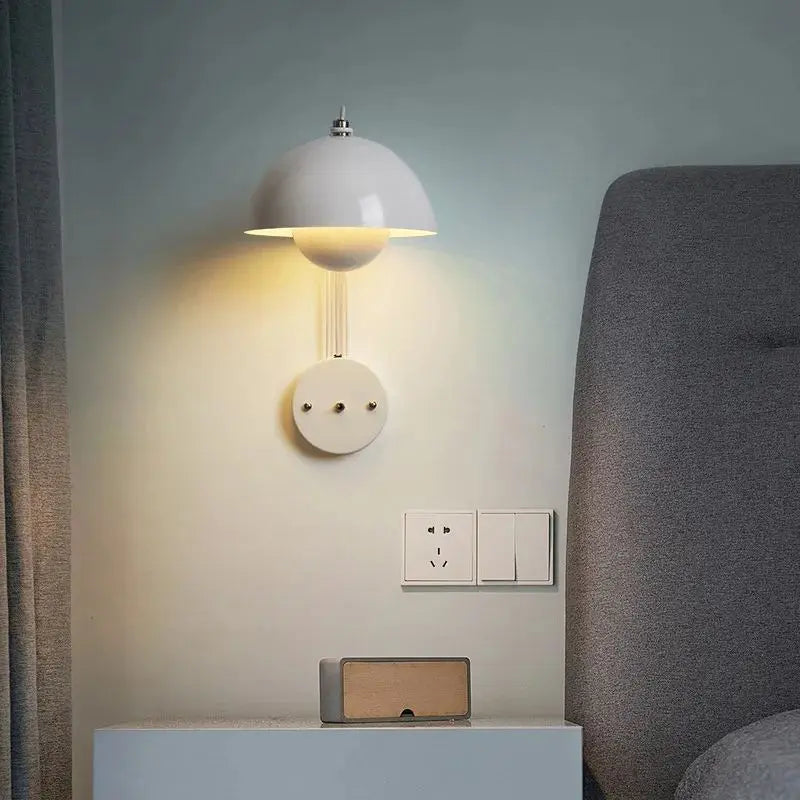 Mushmi Mushroom Wall Light - Black, White, Red, Yellow - Modern LED Night Light for Bedroom, Nursery, Living Room & Hallway Decor