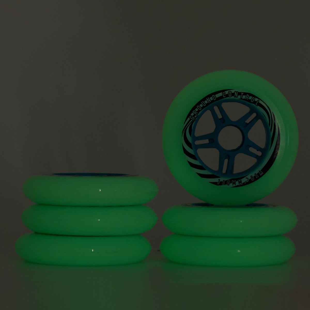 Ground Control Glow Wheels 110mm 82a Turquoise Core - Premium Longboard & Skateboard Wheels for Night Riding & Outdoor Skating