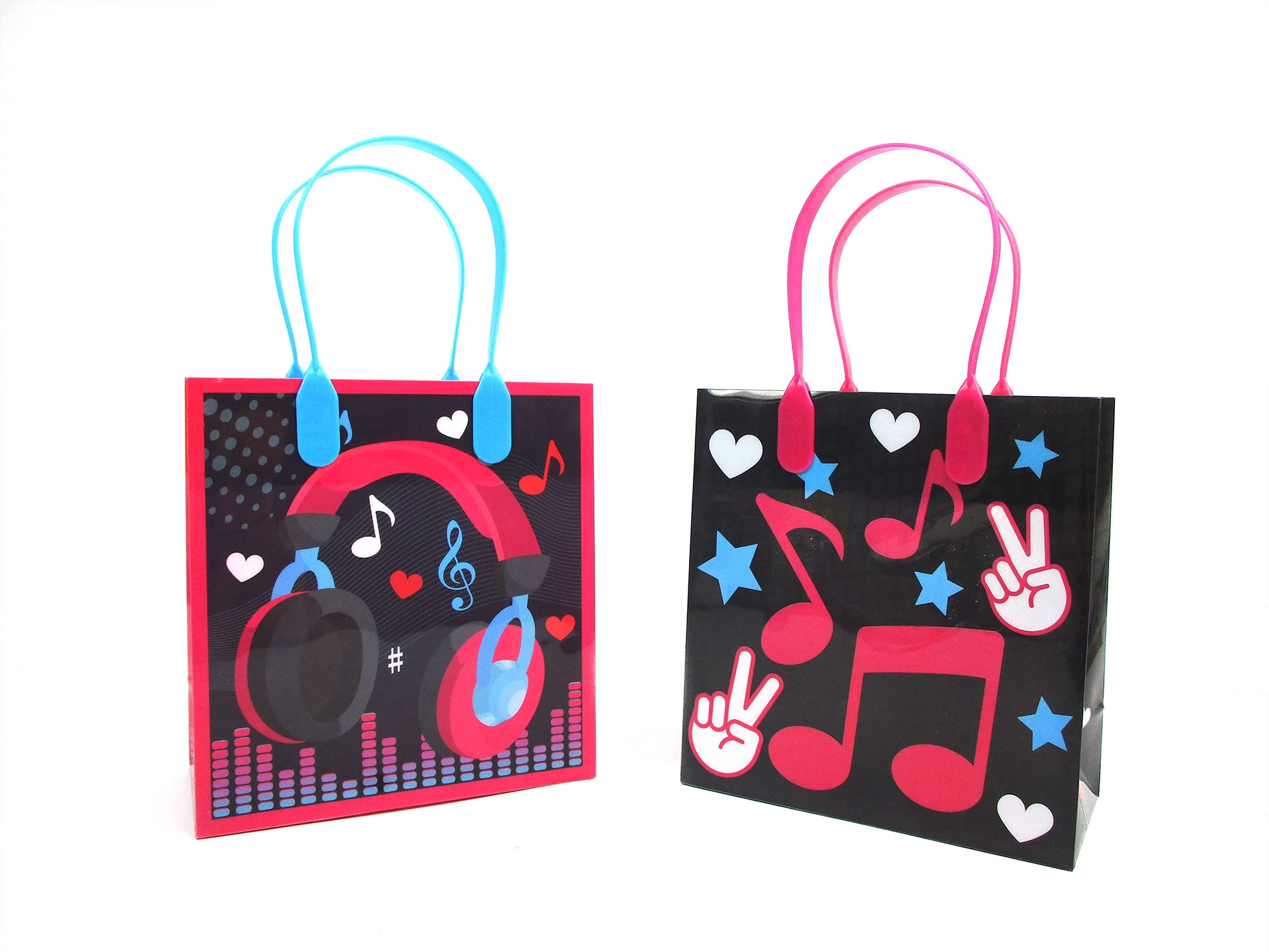 TINYMILLS 12-Pack Reusable Party Favor Bags with Handles - Durable Music Themed Goodie Bags for Birthday Parties, Baby Showers & School Events - Perfect for Candy, Toys & Small Gifts