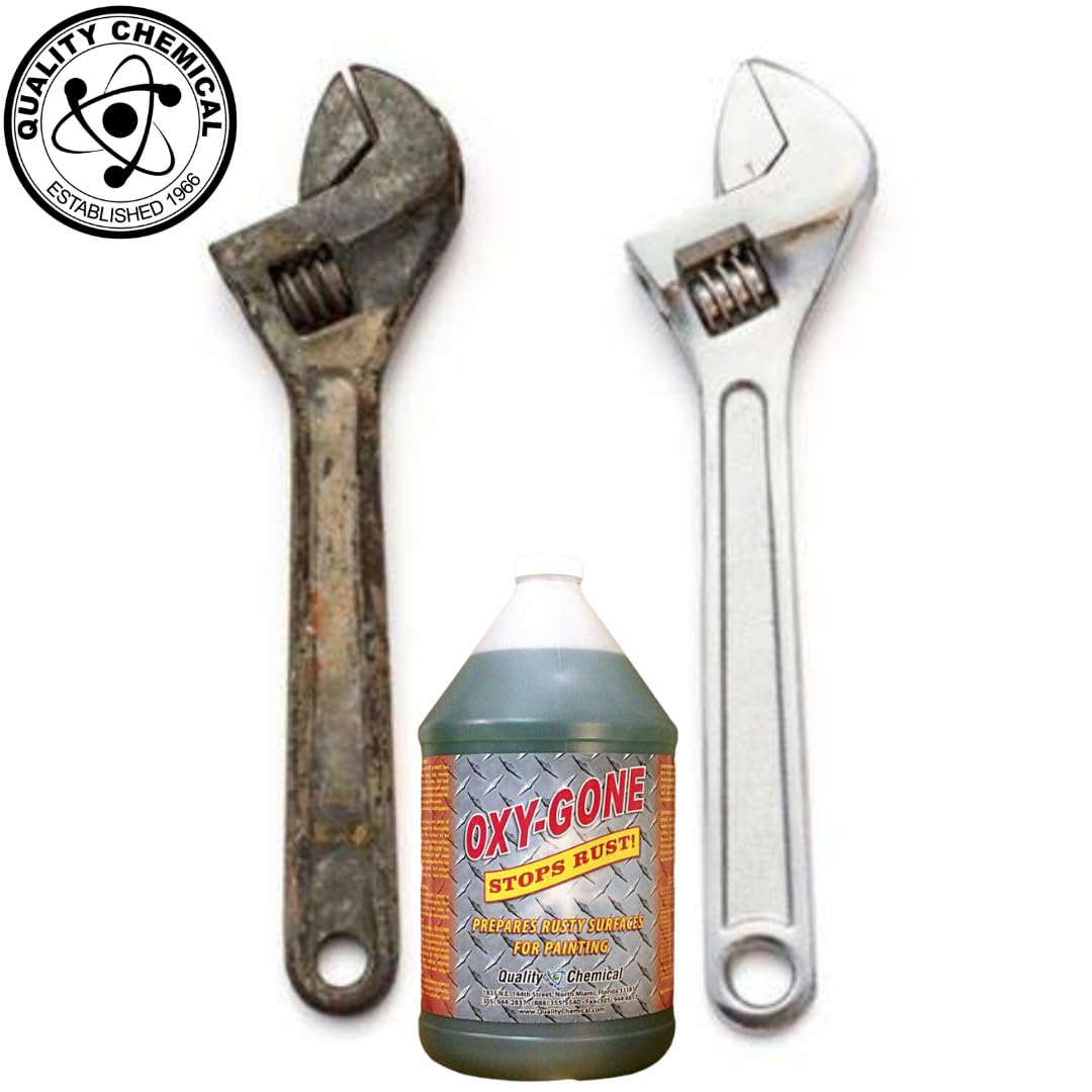 Premium Oxy-Gone Rust Remover & Metal Treatment - Fast-Acting Rust Converter, Neutralizer & Reformer for Cars, Tools, Fences & Outdoor Equipment - 128 oz (4-Pack) - Ideal for Auto Repair, Metal Restoration & DIY Projects