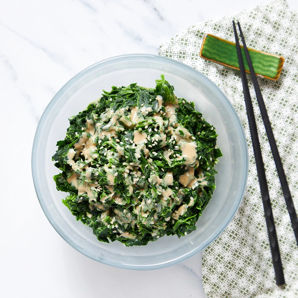 Organic Spinach Gomaae with Japanese Sesame Dressing - Healthy Vegan Side Dish for Sushi, Bento Box & Asian Meals