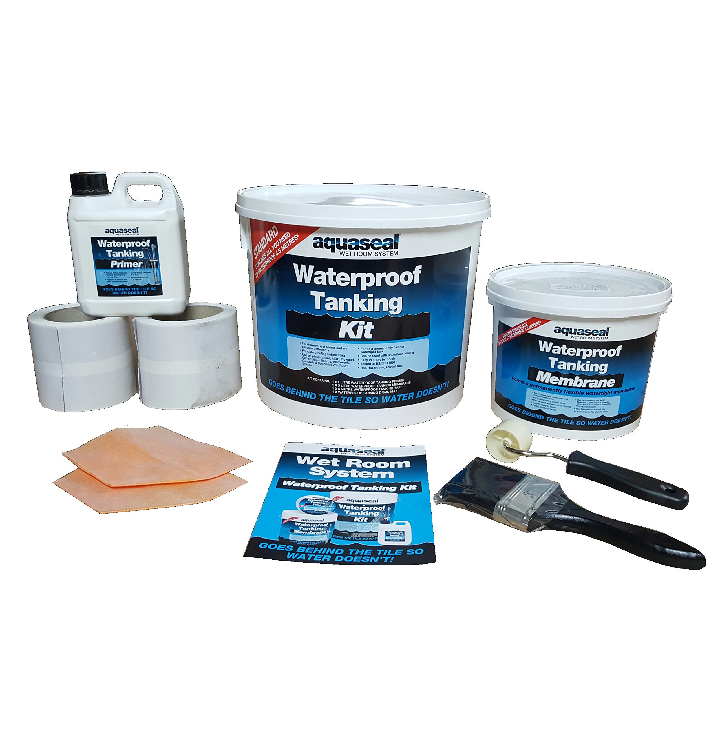 Nassboards Linear Wetroom Shower Tray & Aqua Kit - Waterproof & Watertight Design with Drain, Sealing Tape, Grate & XPS Base - Easy Installation Guide - Perfect for Modern Bathrooms & Spa-Like Showers