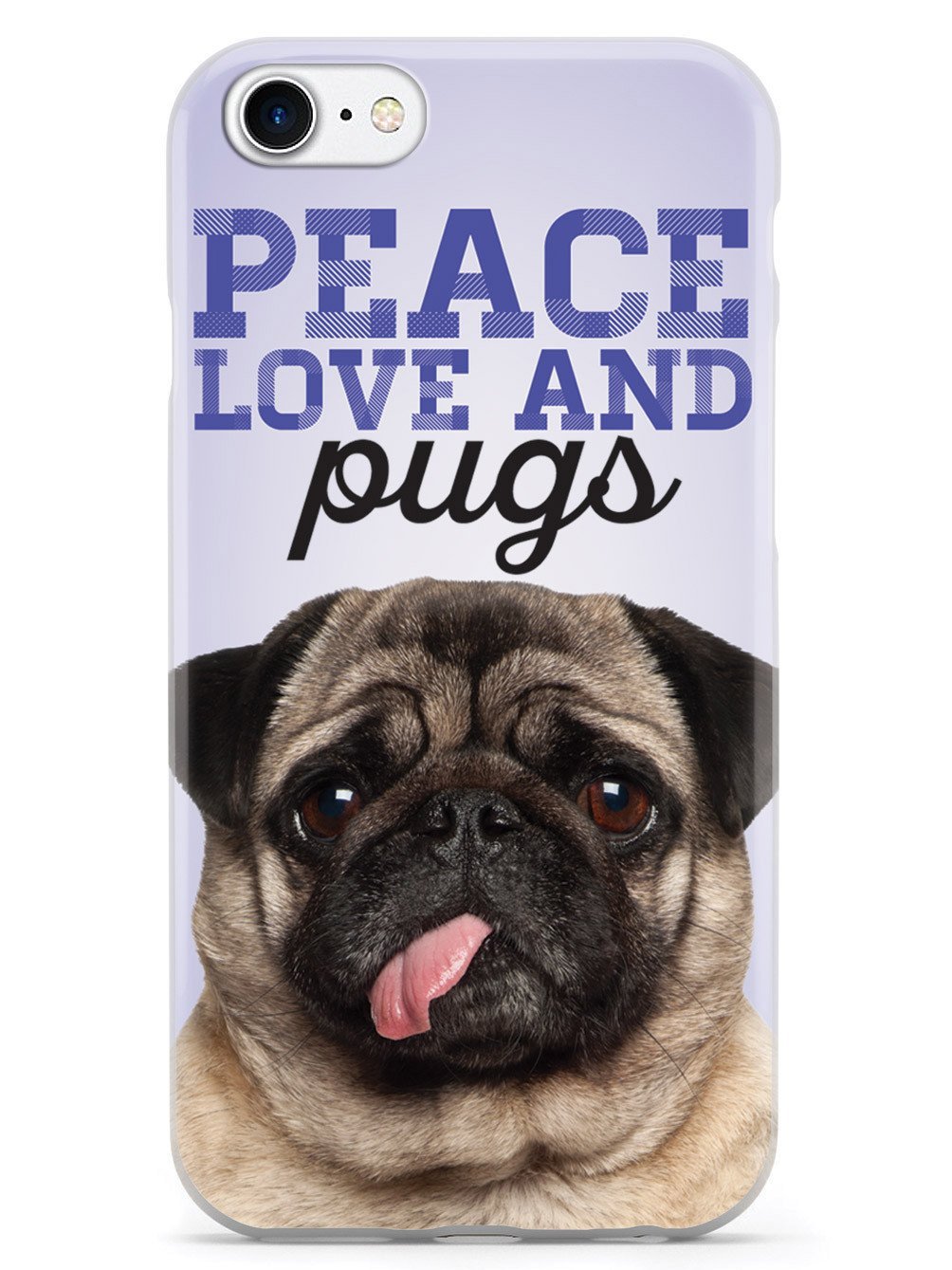 Inspired Cases - iPhone 8 Case Compatible - 3D Textured Protective Cover for Apple iPhone 8 - Peace Love and Pugs Design - Durable Shockproof Phone Case for Everyday Use, Work, and Travel
