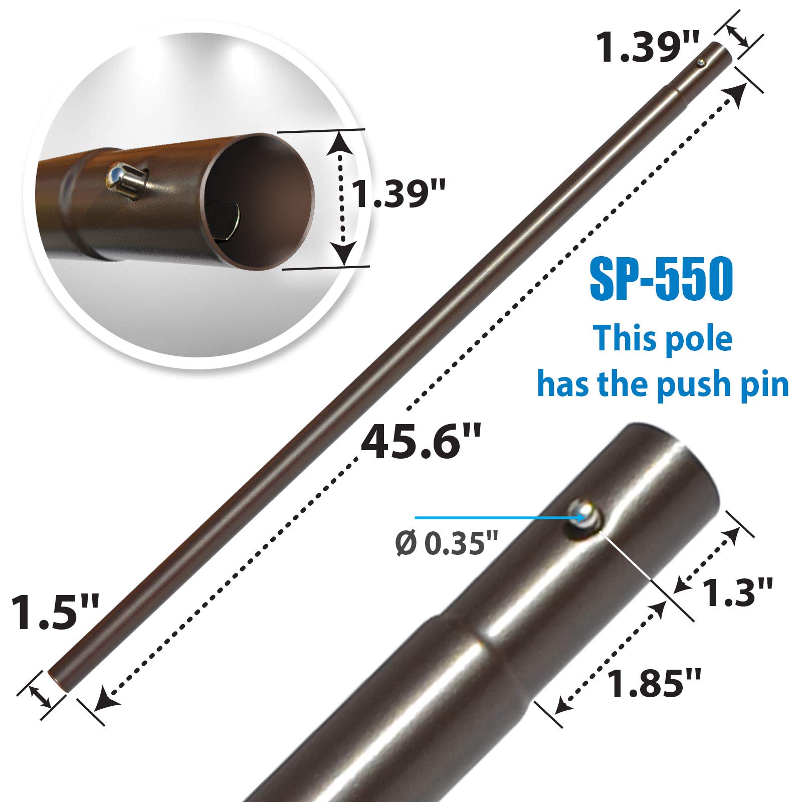 YardGrow Replacement Umbrella Lower Pole for Patio Umbrella with Bullet Buckle - Durable Outdoor Canopy Support for Garden, Poolside & Backyard Relaxation
