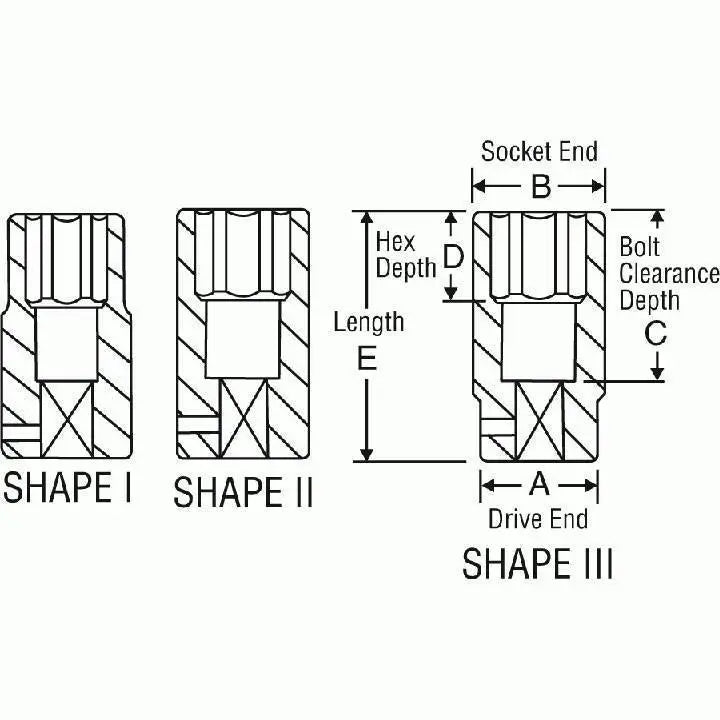 1/2 Inch Drive Deep Impact Socket Set - 6 Point SAE (1/2