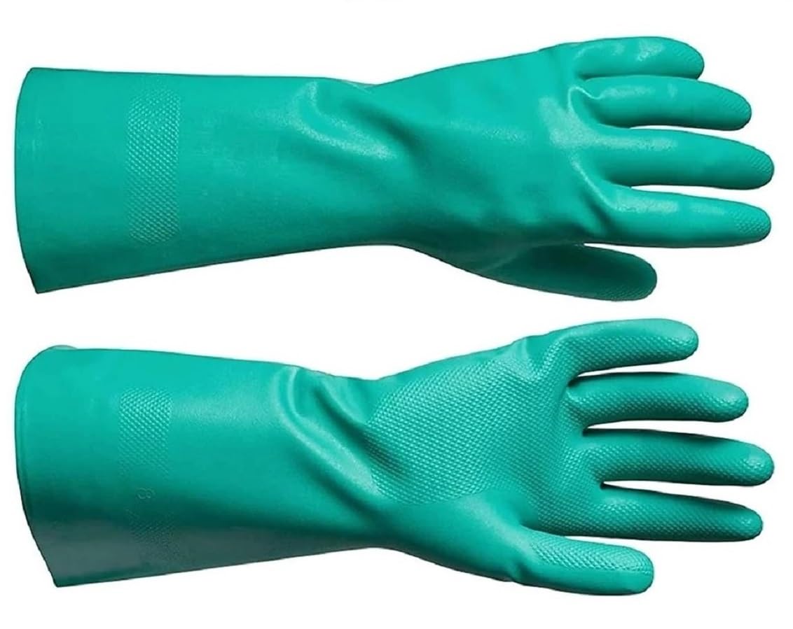 MR. GLOVE Reusable Chemical & Acid Resistant Nitrile Gloves - Heavy Duty Cleaning, Dish Washing, Gardening & Industrial Use - Green, X-Large (1 Pair) - Perfect for Kitchen, Lab & Outdoor Work