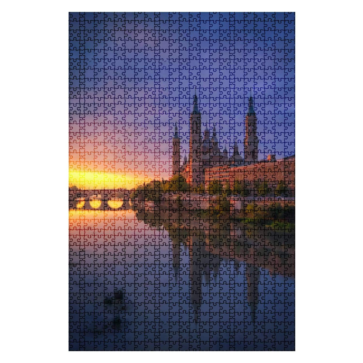 1000-Piece Wooden Jigsaw Puzzle - Sunrise in Zaragoza Water City - Challenging Adult & Kids Puzzle - DIY Educational Toy - Home Decor Gift | Perfect for Family Game Nights, Stress Relief & Cognitive Development