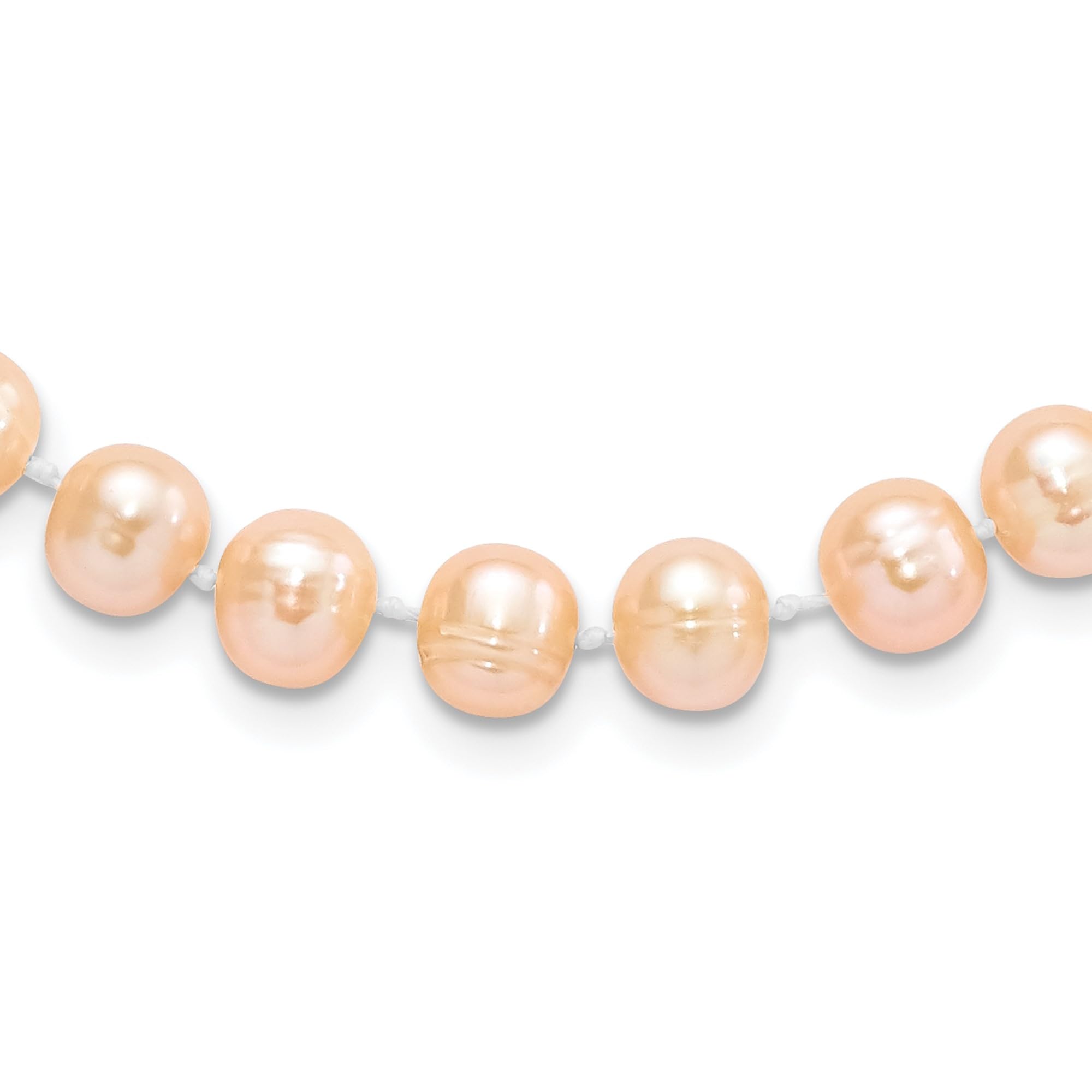 925 Sterling Silver 7mm Pink Freshwater Cultured Pearl Necklace for Women - Elegant Chain Jewelry Gift for Birthday, Anniversary & Valentine's Day