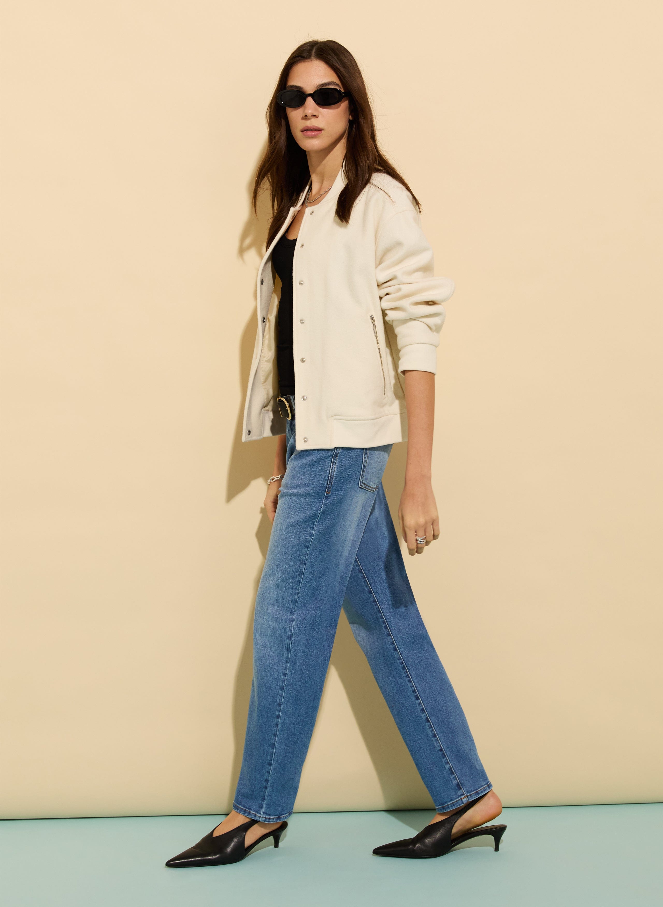 Eda Organic Cotton Stretch Boyfriend Jeans for Women | Light Washed Indigo Denim Pants | Comfortable Casual Wear for Everyday Outfits and Weekend Style