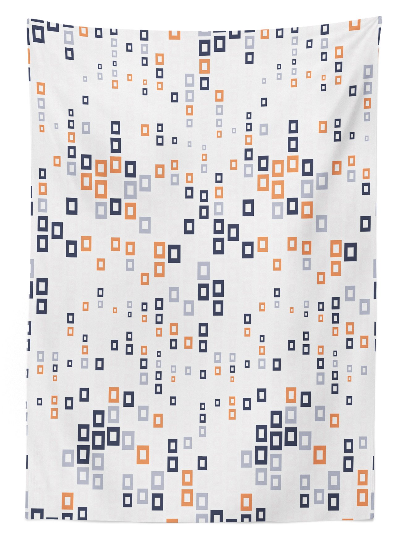 Ambesonne Geometric Outdoor Tablecloth - Digital High-Tech Style Fractal Square Design, Washable Picnic Table Cover in Pale Orange Lilac Dark Blue (58