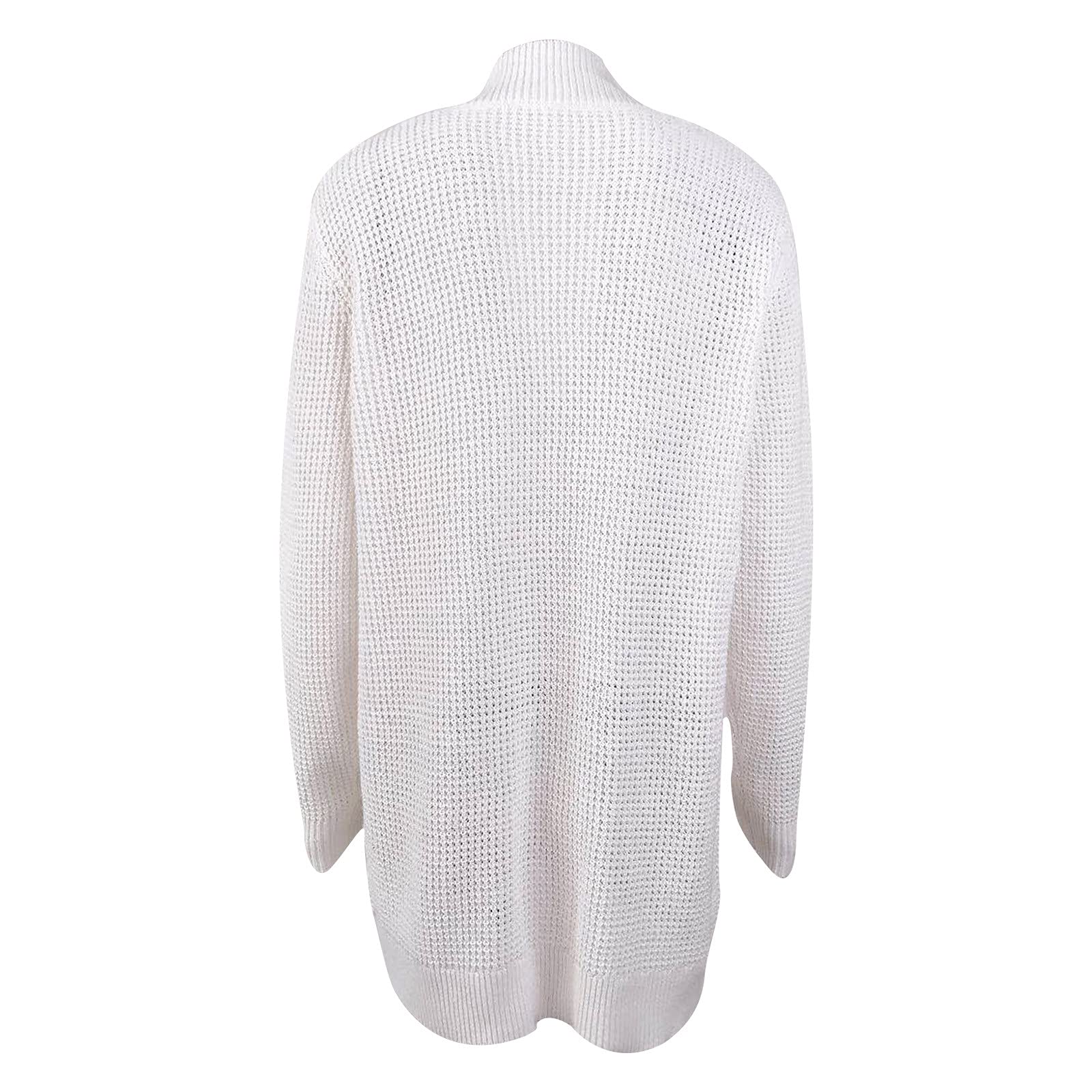 Women's Chunky Open Front Cardigan - Long Sleeve Loose Fit Knit Draped Sweater Waffle Knitted Long Cardigan Outwear for Casual Wear, Office & Fall Layering