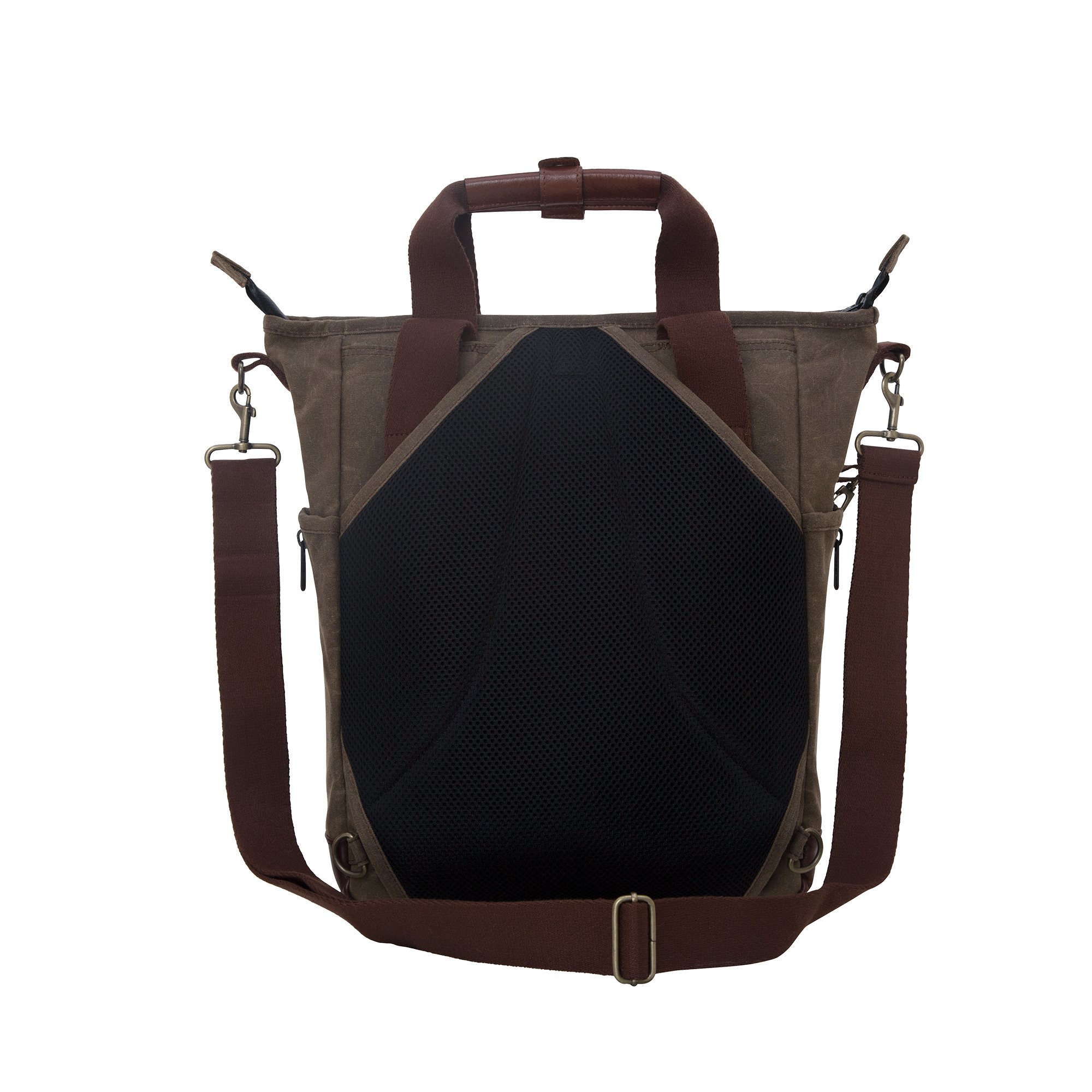 Waxed Fordham Convertible Backpack & Messenger Bag - Dark Brown Leather, One Size Fits All - Perfect for Travel, Work & Everyday Use