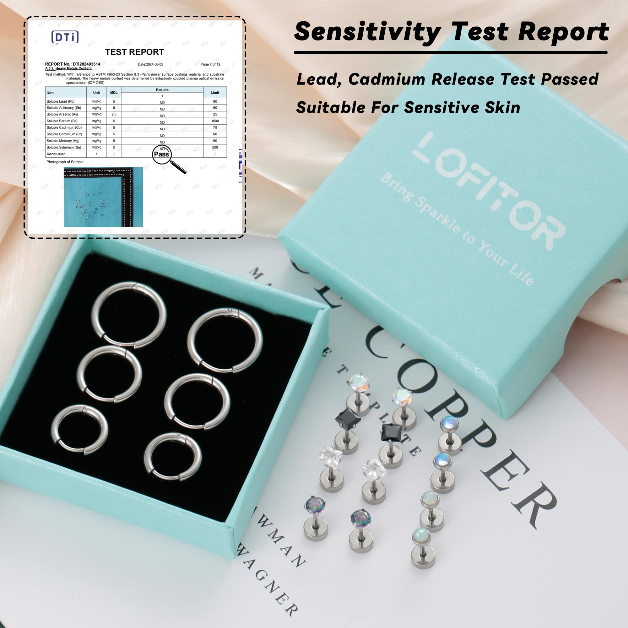 Hypoallergenic Titanium Stud Earrings for Men & Women - 20G Flat Back Opal Cubic Zirconia Cartilage Hoop Earrings for Sensitive Ears | Surgical Steel Body Jewelry for Daily Wear & Special Occasions