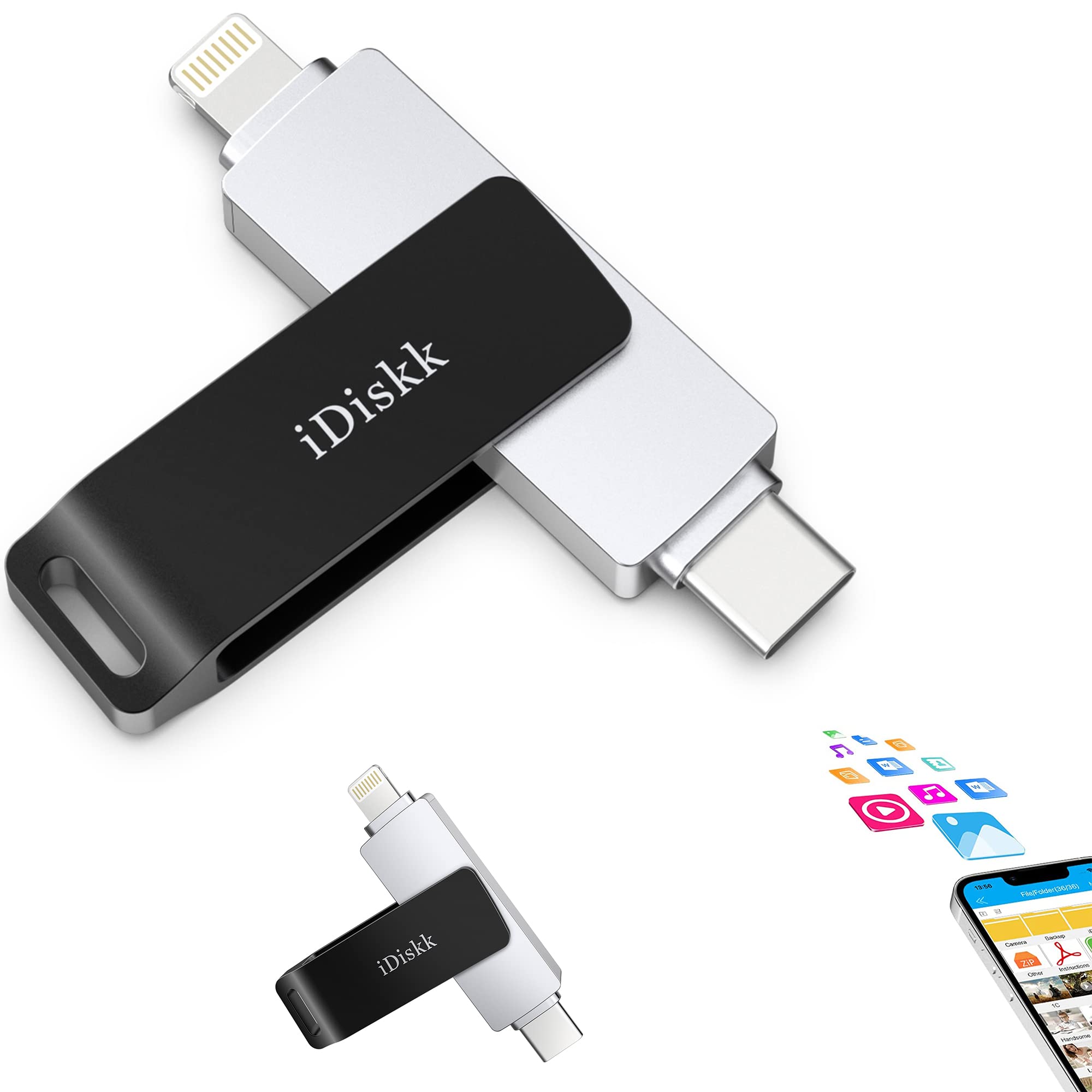 MFi Certified iDiskk 512GB Photo Stick - USB Flash Drive for iPhone, iPad, MacBook, Android & Windows | Auto Backup Photos, Videos & Files | Perfect for Travel, Work & School Data Storage