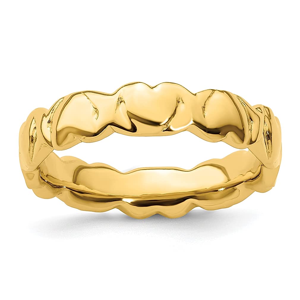 925 Sterling Silver Gold Plated Heart Stackable Band Ring for Women - Dainty Love Jewelry Gift for Her, Anniversary, Valentine's Day & Everyday Wear