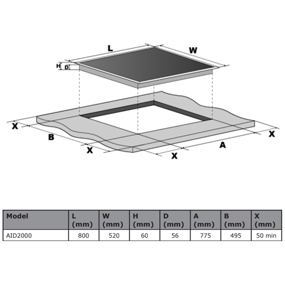 Artusi 80cm Induction FlexiZone Cooktop AID2000 - Smart Touch Control, Energy Efficient, Fast Heating for Modern Kitchens - Perfect for Home Cooking, Entertaining & Large Family Meals