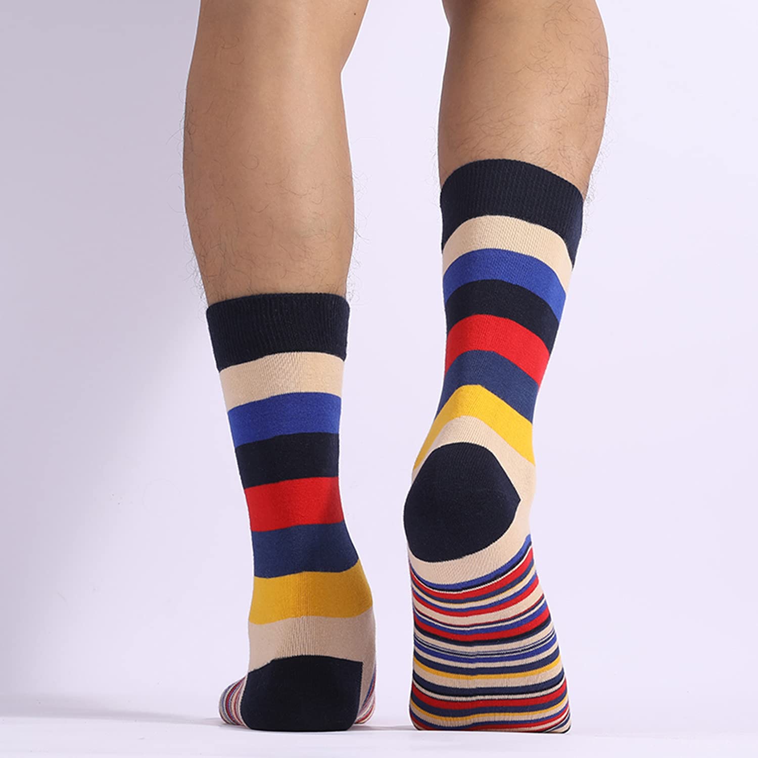 **DRASEX Men's Dress Socks - Funky Colorful Crew Socks for Work & Casual Wear - Soft Cotton Patterned Socks for Office, Party & Everyday Use**