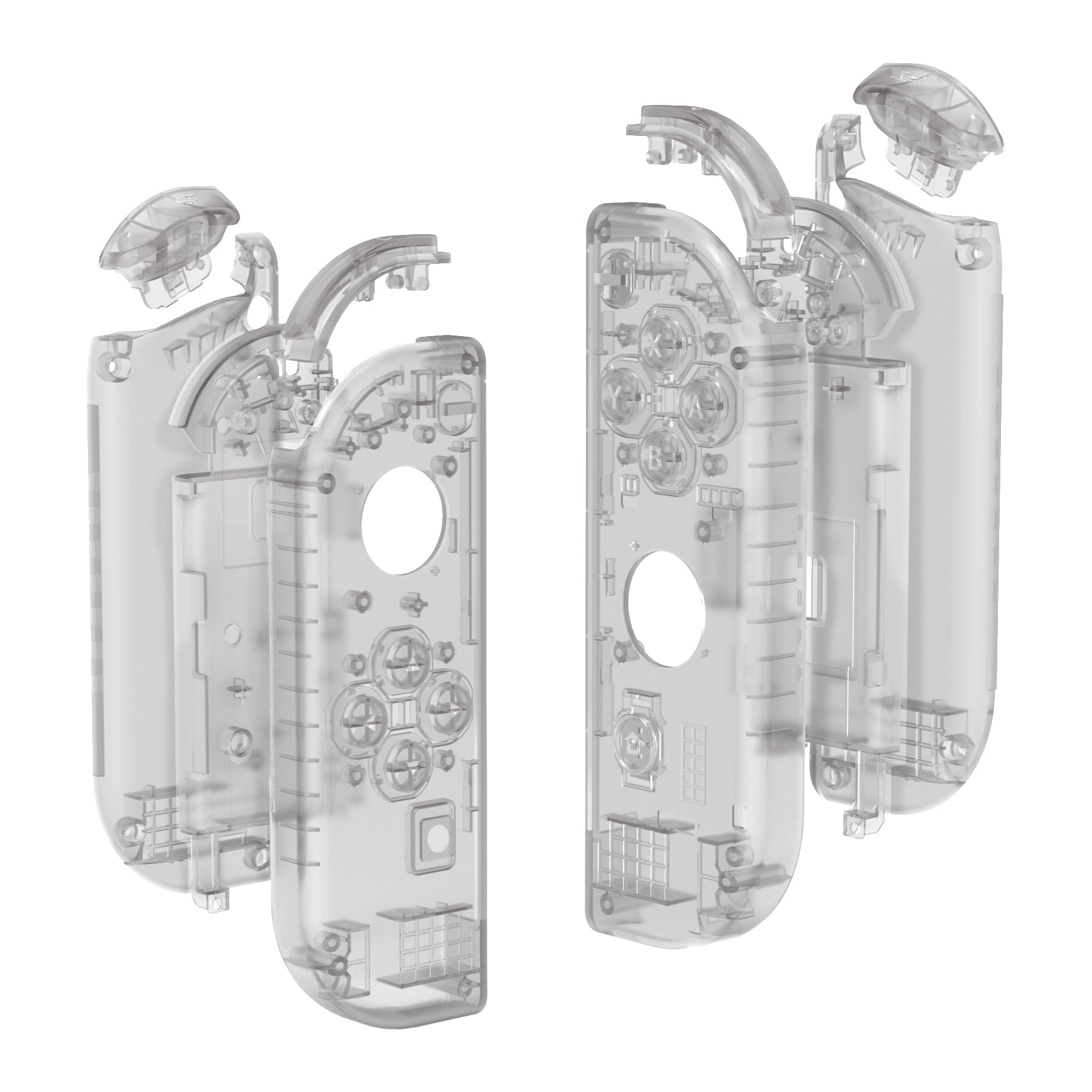 eXtremeRate Clear Black Joycon Controller Shell Replacement Kit for Nintendo Switch & OLED - Full Set Buttons Included | DIY Housing Case for Joy-Con (Console Not Included) CM510 | Perfect for Gaming, Repair, and Customization