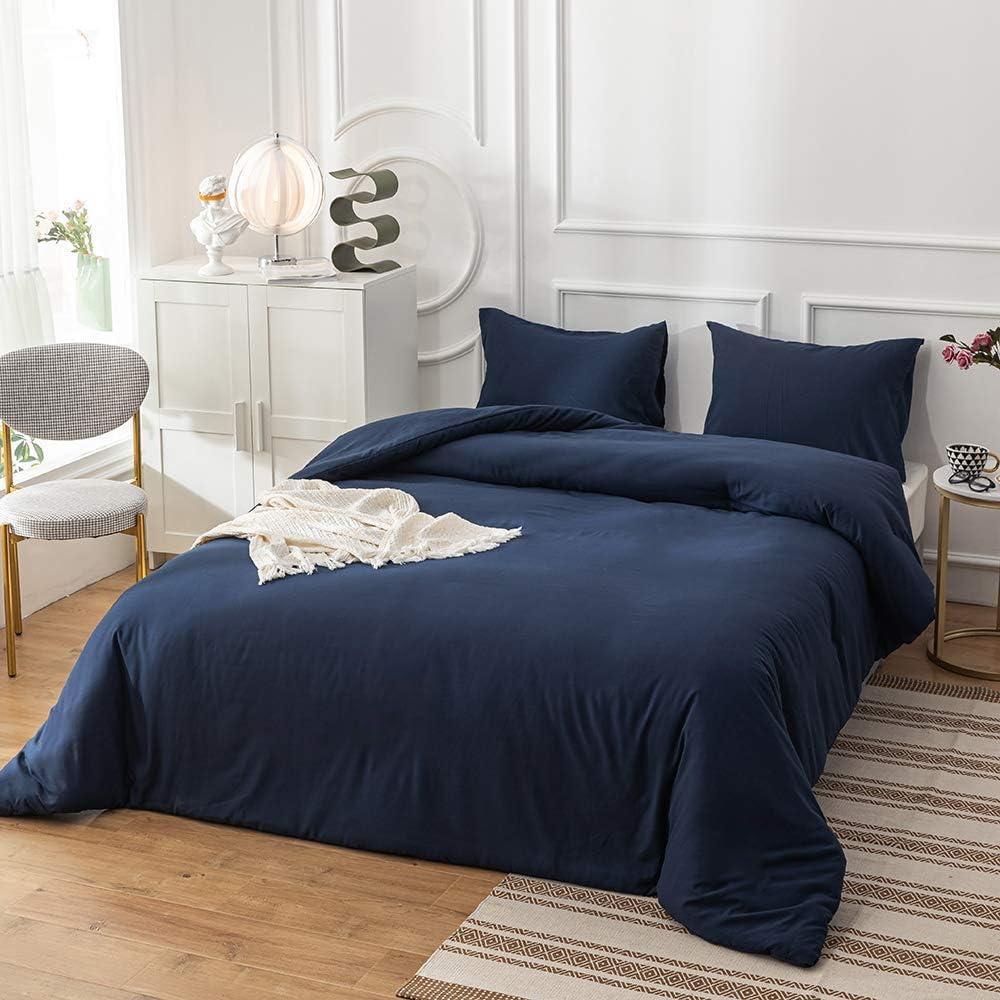 Houseri Navy Blue Comforter Set - Twin Size Dark Blue Bedding for Boys - Soft & Classic Toddler Comforter - Perfect for Kids' Bedrooms, Nursery, and Sleepovers