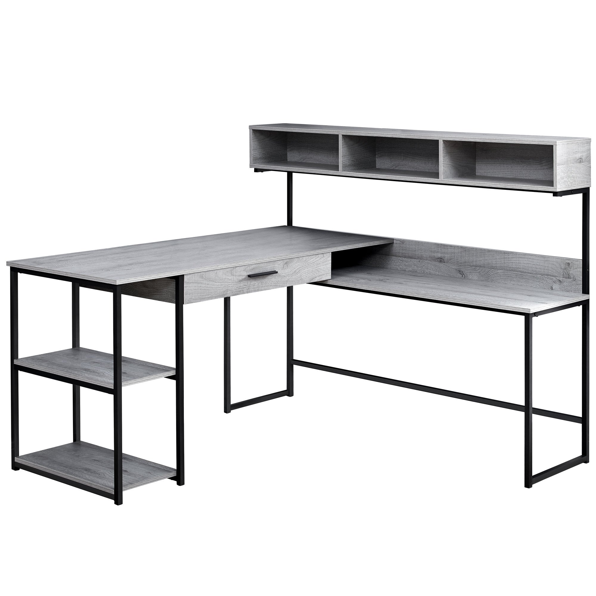 Modern Grey & Black Metal Corner Desk for Home Office | Ergonomic Workspace Solution | Perfect for Small Spaces & Remote Work