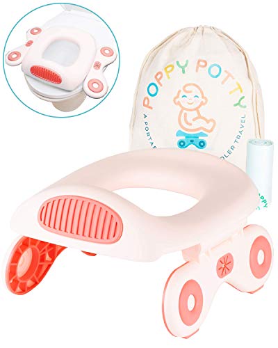 Portable Toddler Travel Potty Seat - Pink with 20 Disposable Liners & Carry Bag, 110lbs Capacity, Lightweight Under 2lbs - Kids Car Potty for Road Trips, Camping, Airplane Travel - Perfect for Toddlers on the Go, Emergency Use, and Outdoor Adventures - Ideal for Long Car Rides, Family Vacations, and Public Restroom Alternatives - Great for Road Trips, Camping, Air Travel, and Outdoor Activities with Kids