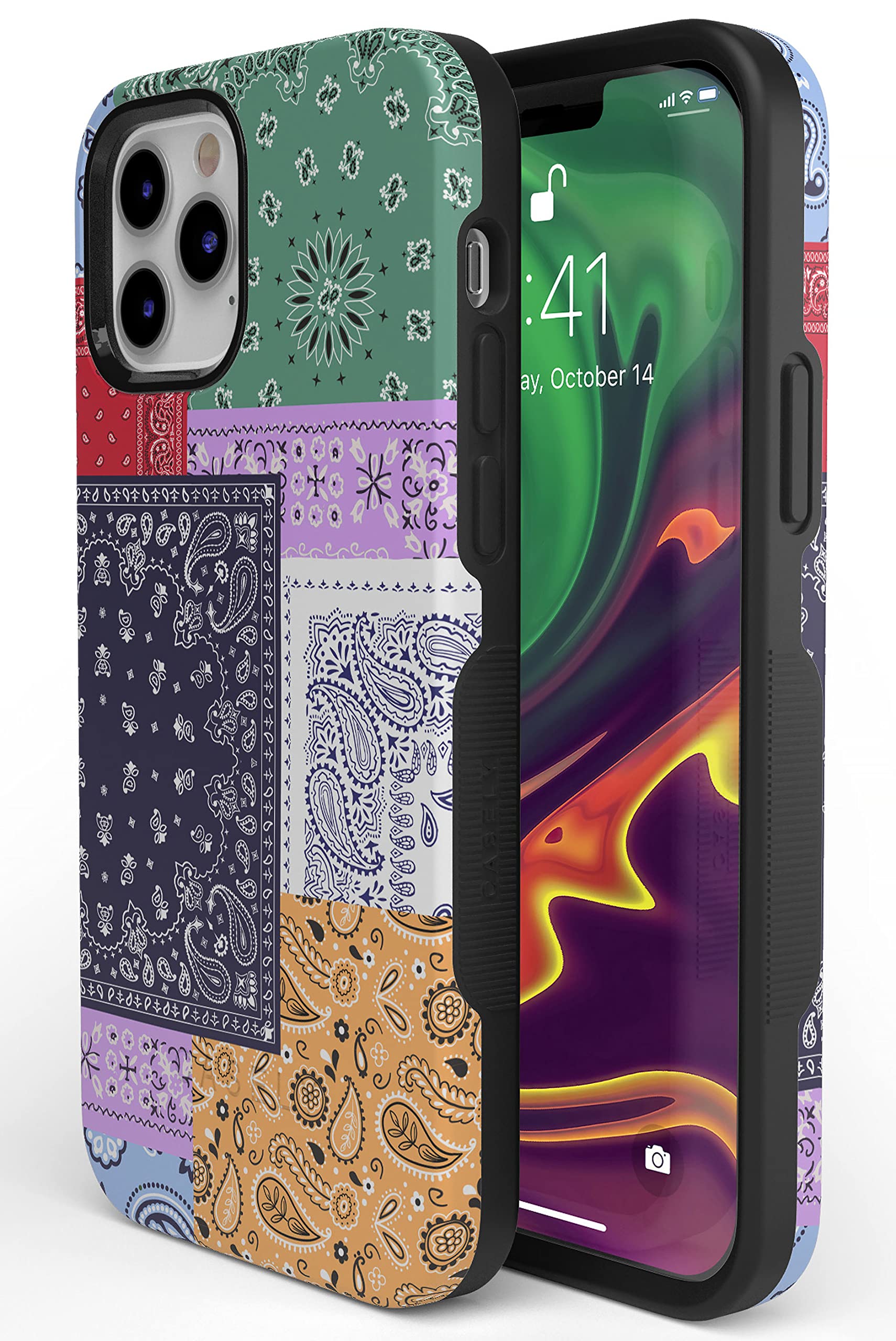 Casely iPhone 11 Pro Max Case - Stylish Patchwork Bandana Design with Swatch It Up Pattern | Protective Phone Cover for Everyday Use, Travel & Fashion Accessories