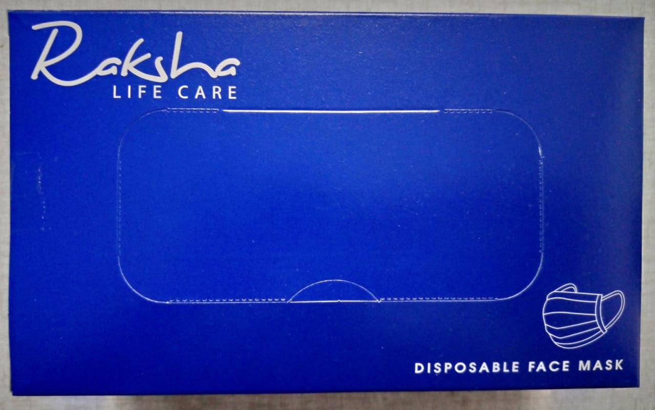 Raksha Life Care Disposable Face Masks 50-Pack (Blue, 4-Pack) - Breathable 3-Ply Protection for Daily Use, Work & Travel