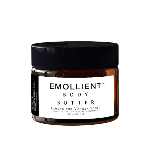 Organic Handmade Moisturizing Butter for Dry Skin & Eczema Relief - Almond Vanilla Scented with Essential Oils, Vitamin Enriched, Antioxidant-Rich (50g) - Perfect for Night Care, Baby Massage & Cracked Heel Treatment
