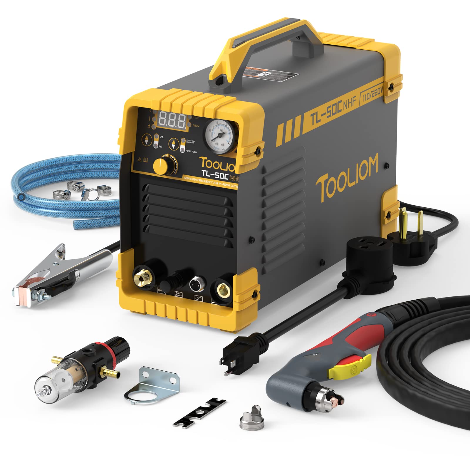 TOOLIOM 50A Plasma Cutter, Non-Touch Pilot ARC, 110V/220V Dual Voltage, 1/2