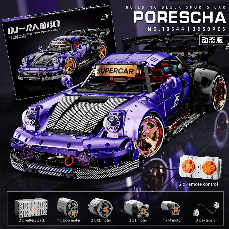 4190 PCS KBOX 10544 964 UV Porsche 1:8 Scale Model Car Building Kit - High-Quality Modified Version for Collectors & Hobbyists | Perfect for Display, Gifts & DIY Projects