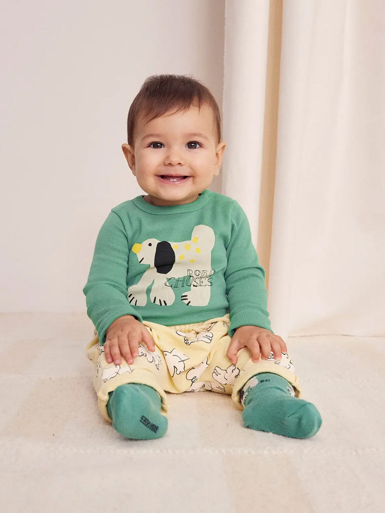 Bobo Choses Green Fairy Dog Baby Bodysuit - Soft Organic Cotton Onesie for Infants & Toddlers - Perfect for Playtime, Nursery, and Photo Shoots