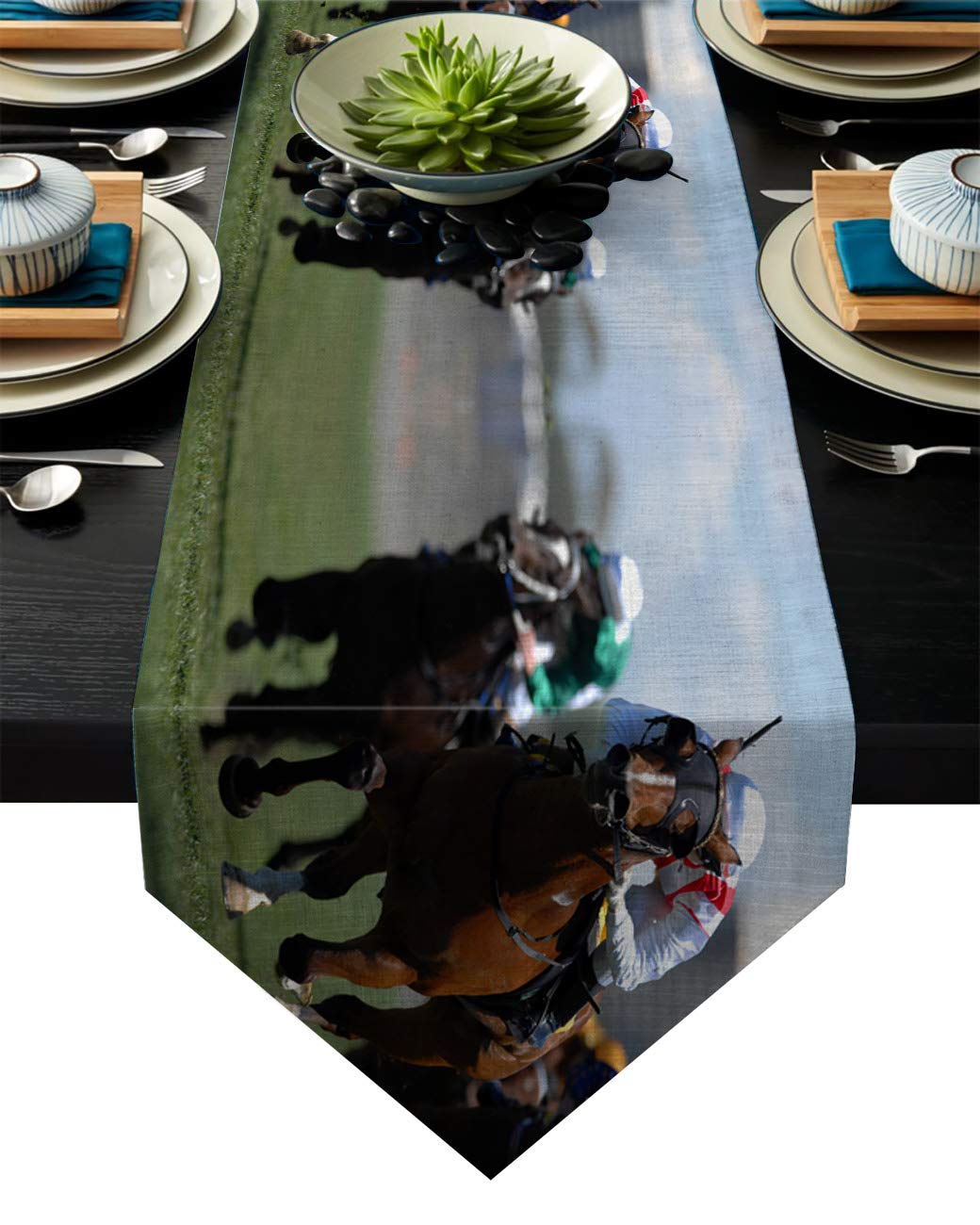 Z&L Premium Burlap Table Runner - Elegant Dresser Scarves for Dining, Holiday Parties, Weddings & Events | Horse Racing Themed Kitchen Decor | Perfect for Home, Restaurant & Special Occasions