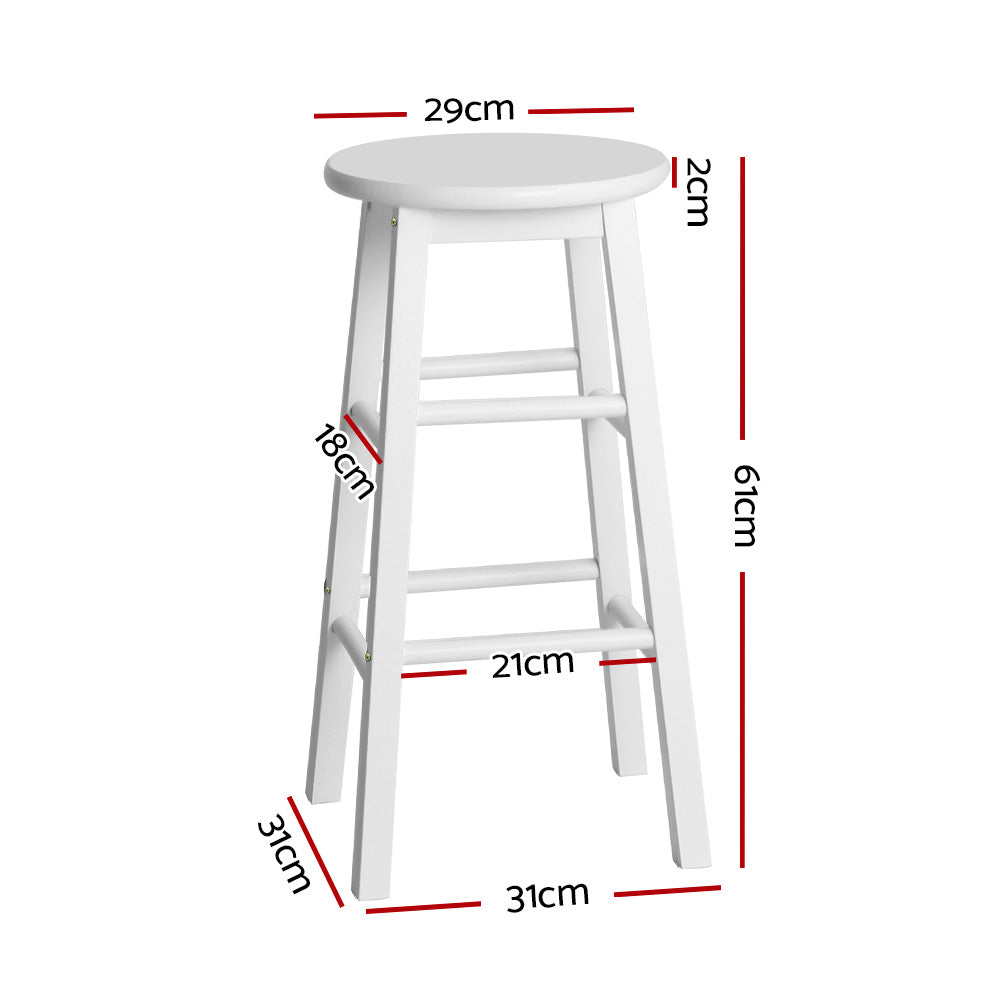 2-Pack White Wooden Bar Stools with Round Seats - Perfect for Kitchen Island, Breakfast Nook & Home Bar Decor