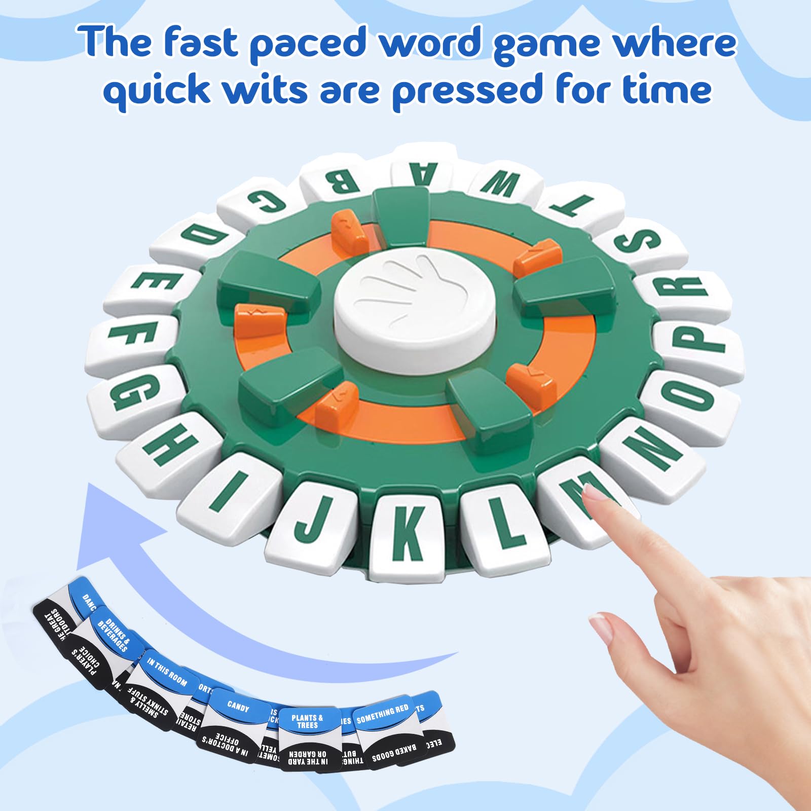 Fast-Paced Word Game Timer for Adults & Families - Portable Card Game with Countdown Challenge, Fun Learning Game for All Ages (Green & White) - Perfect for Parties, Game Nights & Classroom Activities