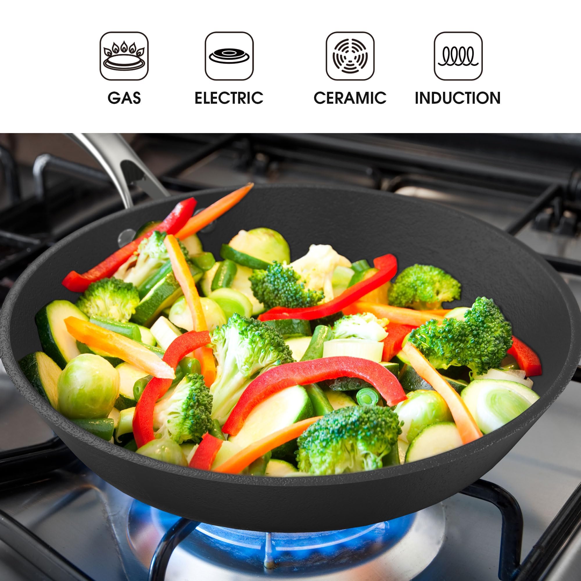 IMARKU Nonstick Frying Pan Set - 8, 10 & 12 Inch PFAS-Free Skillets with Cool-Touch Stainless Steel Handle, Dishwasher & Oven Safe, Easy Clean Cookware for Home Kitchen - Perfect Gift for Chefs & Cooking Enthusiasts (Great for Sautéing, Frying Eggs & Pancake Making)