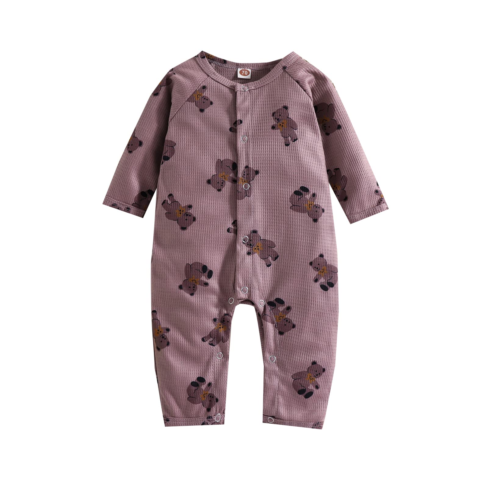 Adorable Baby Jumpsuit for Newborns 6-24 Months - Long Sleeve Bear & Floral Print Romper Outfit | Perfect for Fall Season, Photoshoots & Family Gatherings