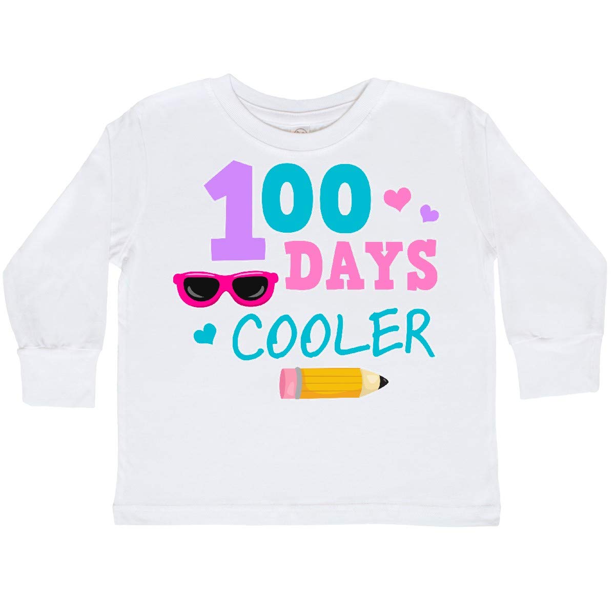 100 Days Cooler in Pink Toddler Long Sleeve T-Shirt - Soft Cotton Kids Top for School, Playdates & Everyday Wear | Inktastic Cute Graphic Tee
