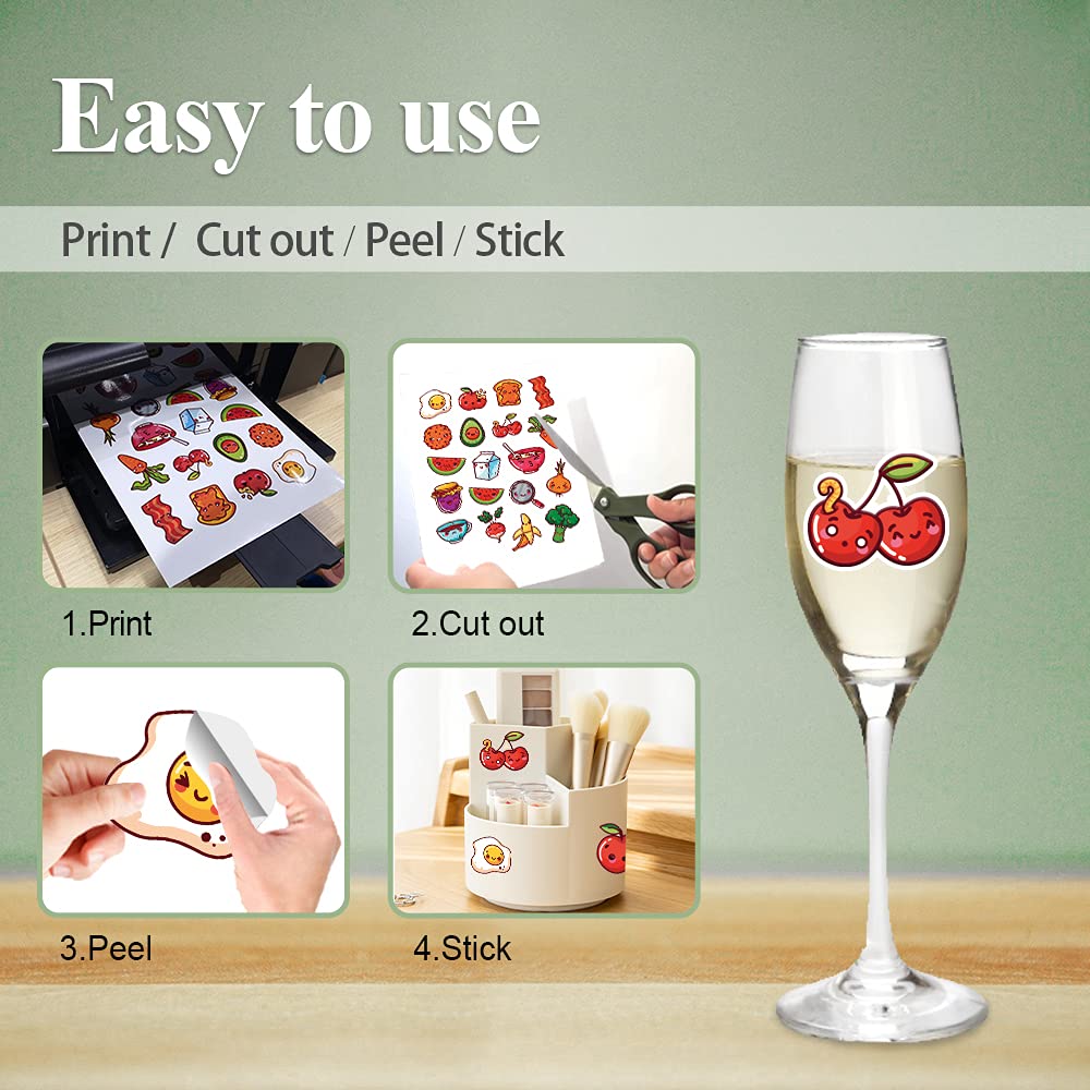 Premium Printable Vinyl Sticker Paper - Glossy White Self-Adhesive Waterproof Decal Sheets - Fast Drying, Vibrant Colors & Tear Resistant - Compatible with Epson, HP, Canon, Sawgrass Inkjet & Laser Printers (30 Sheets) - Perfect for DIY Crafts, Laptop Decals, Water Bottles & Product Labeling