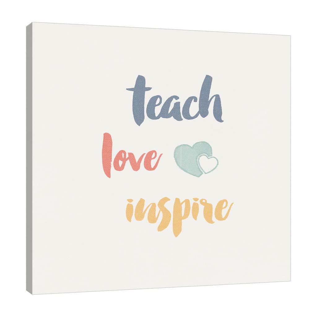 Jaxson Rea 'Teacher Inspiration' Colorful Gallery Wrapped Canvas Art Print - 30x30 Inch Wall Decor for Classroom, Office & Home