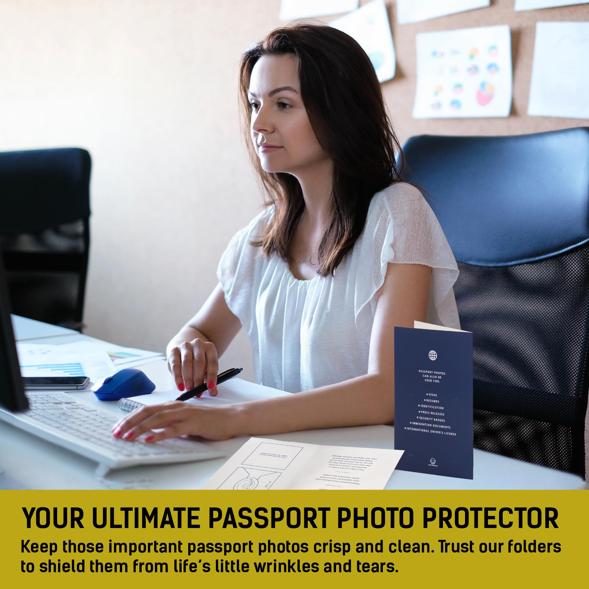 LOSTRONAUT 150-Pack Passport Photo Organizer Folder with Pockets & Compartments - 2x2 Print Picture Display Travel Document Holder - Small Business Office Supplies - Perfect for Passport Photos, Visa Applications & Travel Organization