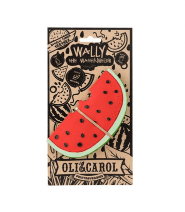 Oli&Carol Wally the Watermelon Teething Toy - Natural Rubber Baby Teether for Soothing Sore Gums | Perfect for Infants & Toddlers at Home or On-the-Go