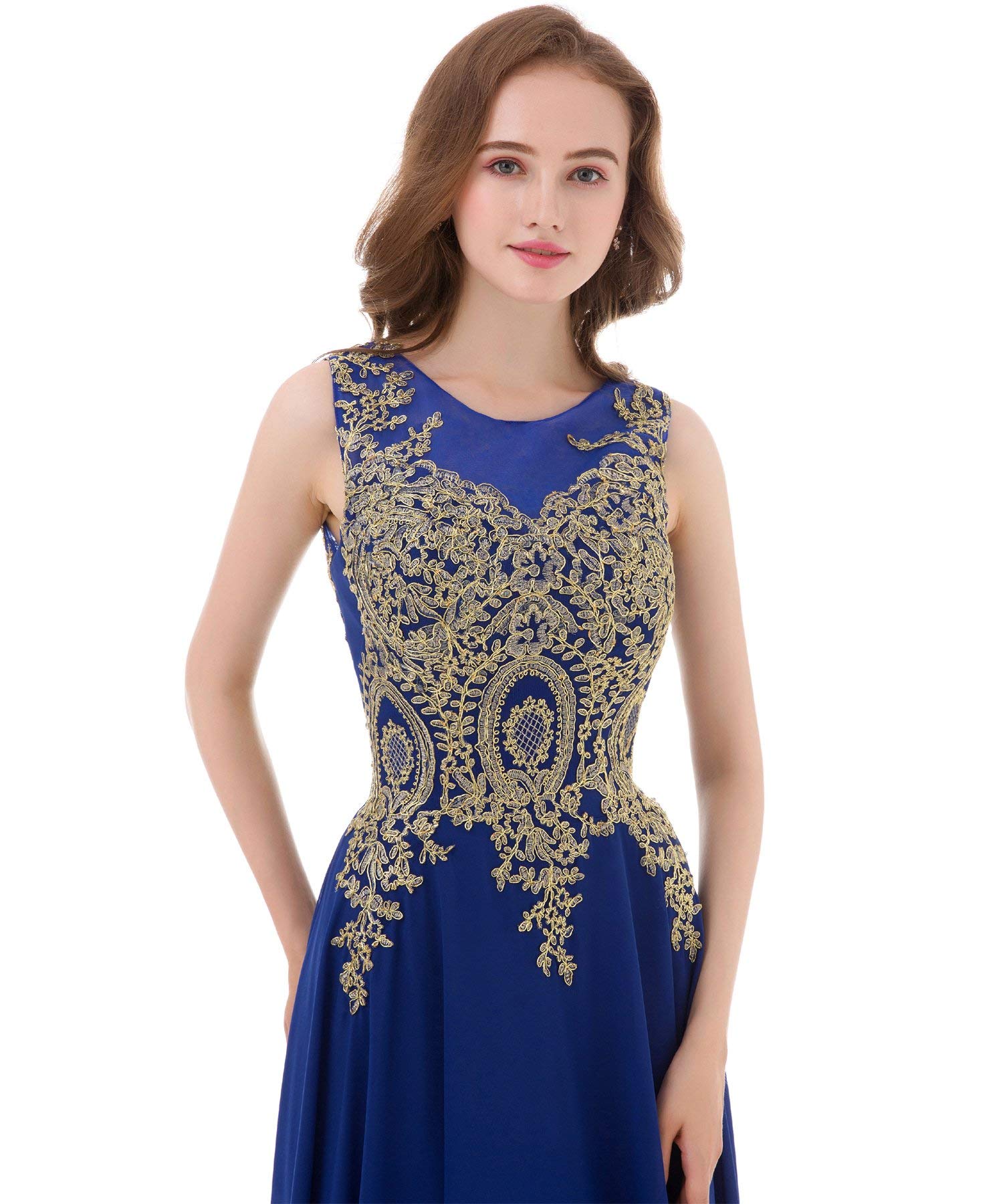 Elegant Gold Lace A-Line Long Chiffon Formal Dress for Women | Corset Prom Evening Gown | Perfect for Weddings, Galas & Special Occasions