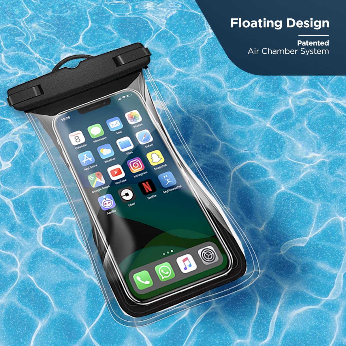 2-Pack Floating Waterproof Phone Pouch for iPhone & Samsung - Patented Air Chamber Dry Bag for Beach, Pool, Boating (Fits iPhone 13/14 Pro Max & Galaxy S22/S23 Ultra) - Perfect for Swimming, Kayaking & Water Sports