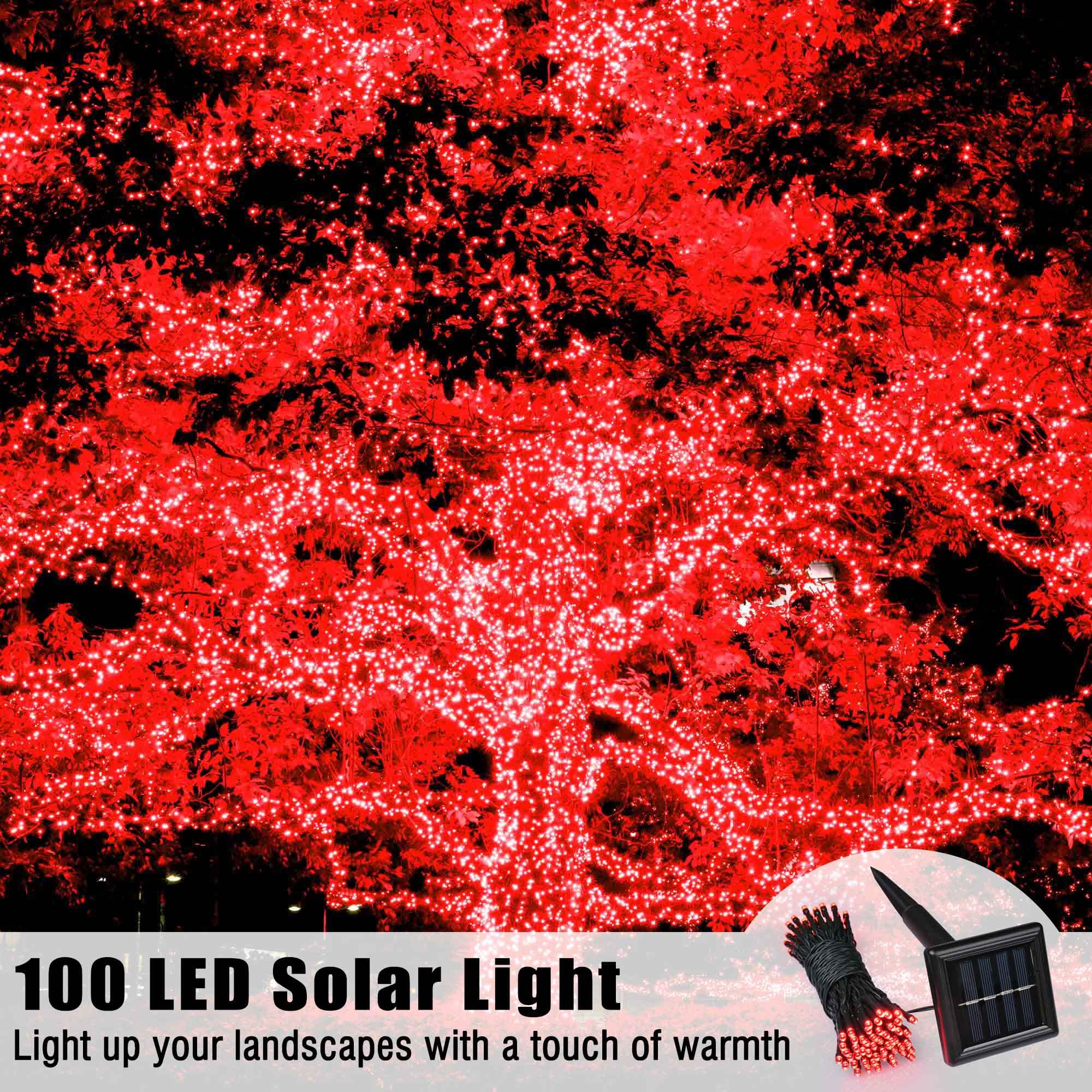 Yescom 4Pcs 36FT 100 LED Solar String Lights - Waterproof Red Christmas Lights for Outdoor Decorations, Wedding, Party, Garden, Tree & Yard - Perfect for Holiday, Patio, Backyard & Landscape Lighting